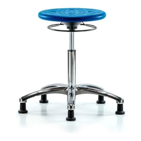 E Com Blue Ridge Ergonomics Cleanroom Stool W/ Glides - Medium Bench Height - Blue CLR-IPMBSO-CR-NF-RG-BLU